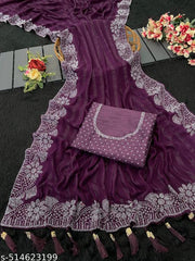 Womens partywear saree Chiffon Sarees Quality Selection