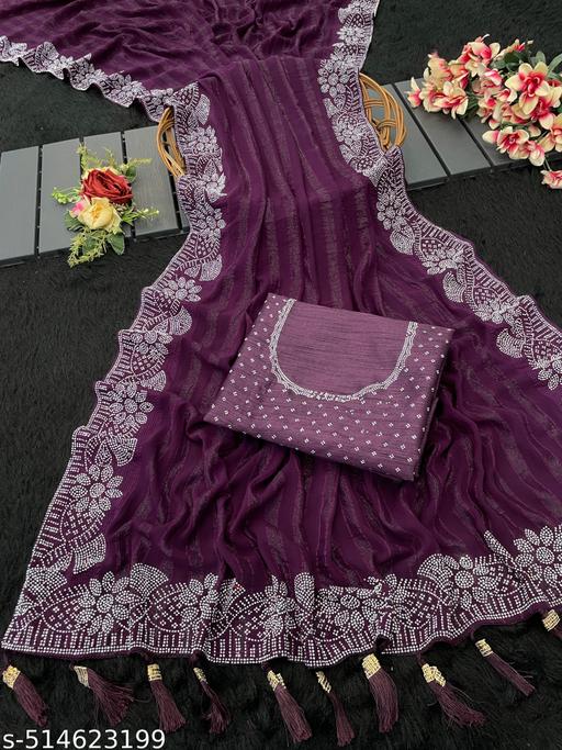 Womens partywear saree Chiffon Sarees Quality Selection
