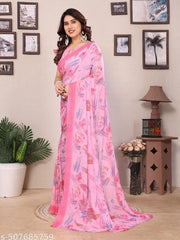Daily Wear Bollywood Style Abstract Printed Saree For Women with Unstitch Blouse Piece