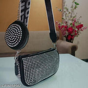 BAGMAGIC Crossbody Sling Bag With Pack of Combo Coin Pouch For Women Detachable Broad Belt Stylish Evening Clutch Handbags, Ladies Purse For Party Wedding Wide Shoulder Strap Side Square Bling Bag