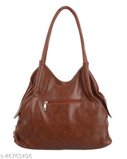 creeper Women's Handbag Leatherette Shoulder Bag with Metal Accent Detail for Everyday Use - Maroon Solid Color Tote Bag for Ladies