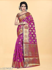 Banarasi Banarasi Silk Pink Jaquard Saree With Blouse