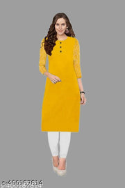 Polyster/Crepe fabric-Regular Fit Sleeve Low Price Kurti for Women's (Pack of 3 )