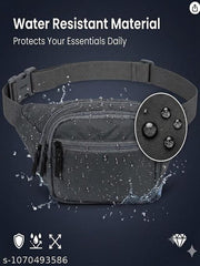 Premium Quality Grey Waist Pouch | Travel Belt Bag with Adjustable Buckle Strap