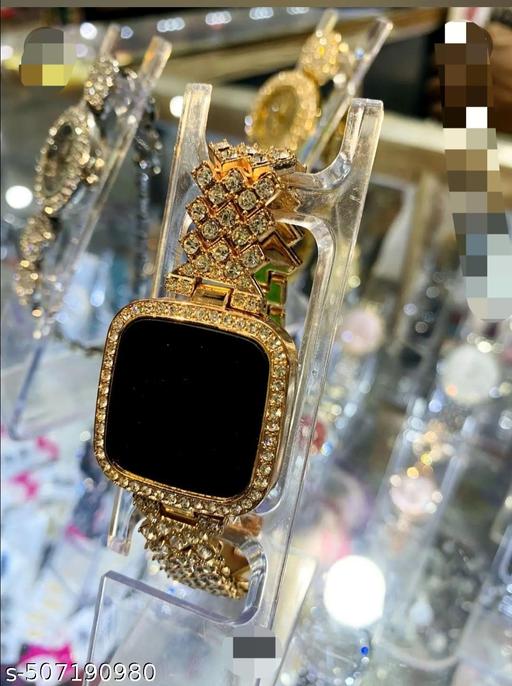 Nadeeba Creation Touch Display Digital watch Full stone Golden colour Fashionable luxury diamond Analog watch for women girls student
