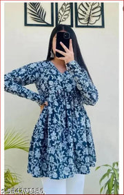 GL-New Stylish Indigo Blue V-Neck Top