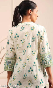 WOMEN'S JAIPURI FLORAL SHORT KURTA ,FLORAL SHORT KURTA,SHORT KURTA FOR JEANS
