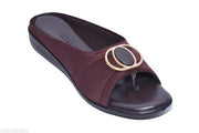 New SHAMAMA Flat Sandals Brown Slipper for Women , Women's Fashion Sandal Leather, Comfortable & Stylish Wedges for Casual & Formal Occasions, Comfortable Lycra Slippers For Women, Flats for Women Stylish Latest Girls Sandals