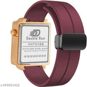 Dual Time Date Display Radium Dial  Magnetic Belt Analog Watch For Men_C31k