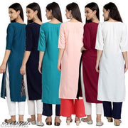 Polyster/Crepe fabric-New Fancy Dhamaka Kurti On Lowest Price & Best Quality pack 6