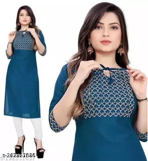 rayon kurti embroidery straight