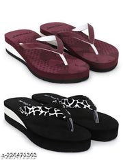 Two Soft Combo Pack Of 2 Women Casual Slipper Stylish Fancy Lightweight Extra Soft & Comfortable Regular Wear  For ladies & Girls