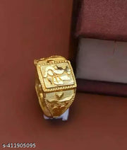 Gold Dial Golden Wrist watch for men watch With free ring And  Men With Free Designer Flat Chain gold plated chain