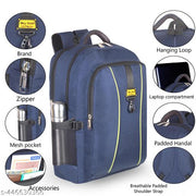Casual Polyester Zip Pocket Blue Water Resistant Backpack For Men | Men's Backpack | College Bag | Laptop Bag | Travel Bag