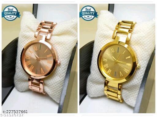 Attractive New Solid Dial Attractive Metal Chain Belt Analog Watch for Women