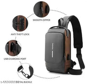 Waterproof Anti-theft Crossbody Bag With Password Zipper Lock & USB Charging Port, Men's Shoulder Chest Daypack Bag Travel Hiking Sling Backpack