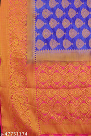 Banarasi Silk Blue Saree With Blouse