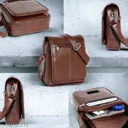 Brown Men & Women Sling Bag Men’s Classic PU Leather Side Sling Bag with Secure Flap Design