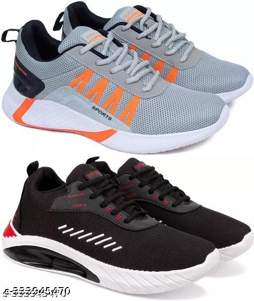 Combo of Men's Black Lightweight Sports Shoes - Pack of 2