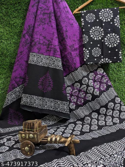 Jaipuri Hand Block Printed Soft Cotton Mulmul Saree ,latest cotton mulmul saree,Sanganeri Cotton Malmal Saree, Bagru Cotton Saree, Batic / Batik Print Cotton saree In Super Fine 92*80 Fabric Quality With Attached Blouse Piece for Woman