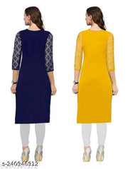 Polyster/Crepe fabric-Combo Latest Design Kurti For Women's