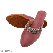 ZadZed Women's Designer Rajasthani Jutti | Velvet Embellished Slip-On Ethnic Footwear for Festive & Casual Wear