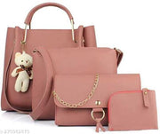 Shoulder Pu-Leather Handbags for Women's. Combo Set of 4