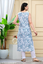 Women's Sleeveless Floral Print Kurti,Designer Kurti,Traditional Kurti,Festive Kurti,Summer Kurti,Floral Print Kurti,Women's Kurti,Ethnic Kurti,Printed Kurti,Casual Kurti,