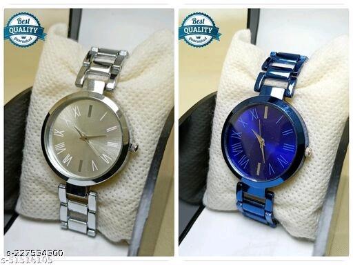Attractive New Solid Dial Attractive Metal Chain Belt Analog Watch for Women