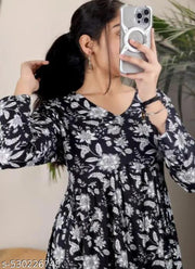 Women Trending Rayon Printed Short Kurta