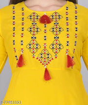 Women Rayon Embellished Flared Kurti