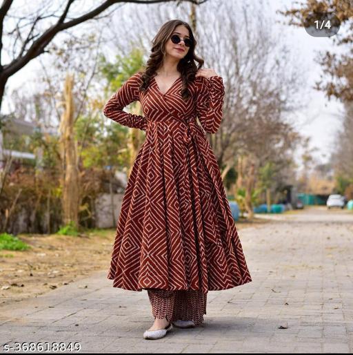 Beautiful Anarkali gowan reyon febric & Beautiful print fornt beautiful Embroidered