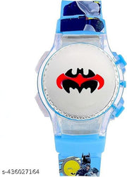 Digital Dial Cartoon Revolving Cap Glowing Light Cartoon Printed Strap Colorful Kids Watch for Boys & Girls /BATMAN