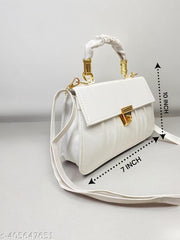 Graceful Stylish Slingbags Luxury High Quality PU Leather Women Shoulder Bag (White)