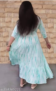 Woman printed embriodiy Gowen Rama green