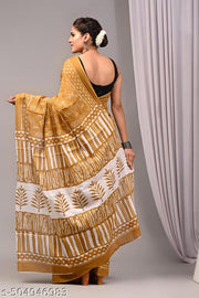 Traditional Women's Summer Special Jaipuri Hand Block Printed Pure Cotton Mulmul Saree with Unstitched Blouse Piece | best for office wear | best for navratri | best for festivel