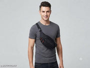 Fashionable Unisex Black Waist Pack with Secure Zipper Pockets