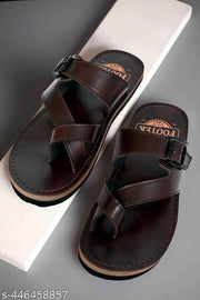 Footek Unique Stylish flip flops and men slippers synthetic leather color brown