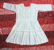 Polyster/Crepe fabric-WHITE SOFT SHORT KURTI