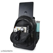 Zerus Unisex School Bag Black PU Leather Backpack For Men Waterproof Travel Bagpack For Women 15.6 Inchs Laptop Sleeve Bag For Office school College Boys & Girls