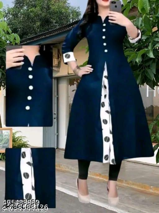 stylish navy blue selfie kurti for women wear
