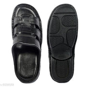 Stylish Men's Leather Black Flipflops