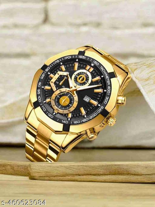 NG Times Golden 1pc Men Gold Zinc Alloy Strap Business  Round Dial Quartz Watch, For Daily Life