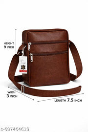 Men’s Brown PU Leather Sling Bag | Stylish Crossbody Shoulder Bag for Men | Office, Travel & Daily Use