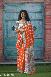 ETHNIC PURE COTTON MULMUL SAREE WITH BLOUSE