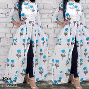 NEW LATEST PRINTED FRONT CUT KURTI