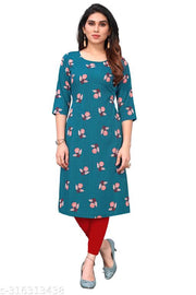 Women Printed Crepe Straight Kurti