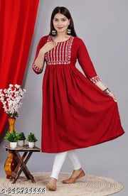 rayon kurti embroidery straight
