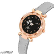 New Dial Leaf Leather Belt Girls Analog Watch