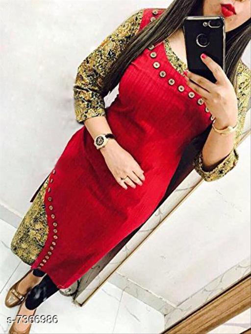 HF HOLYDAY FASHION floral print cotton straight casual kurtas kurti for women latest designer ladies kurtis button printed partywear red kurti ( not a set with leggings or pant )